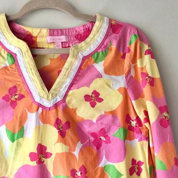 Lilly Pulitzer | Pink and Yellow Elina Tunic Coverup Tropical Floral Dress - Picture 4 of 4